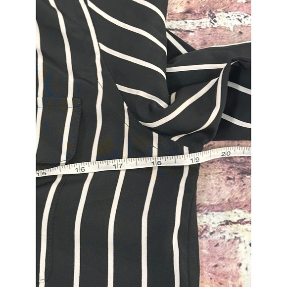 Lauren Ralph Lauren Black White Striped Long Sleeve Shirt Dress Size 6 Collared - Picture 13 of 16